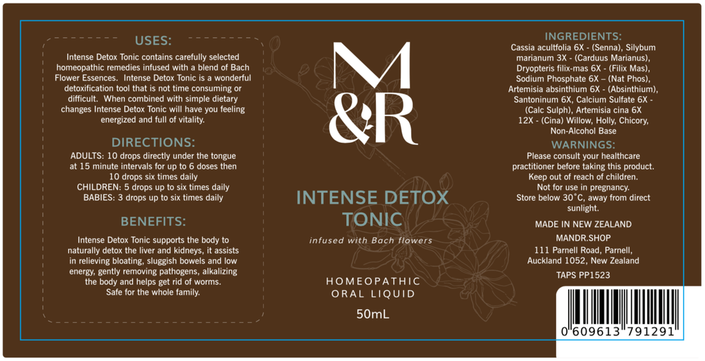 Homeopathic Drops - Intense Detox Tonic - Cleansing Toxins From Your Body - Infused With Bach Flowers